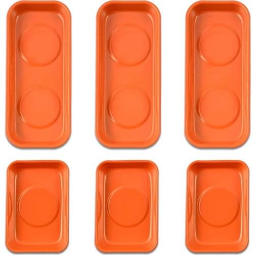 6 Pcs Orange Magnet Screw Tray , Magnetic Parts Holder Mechanic Tray Magnetic Socket Trays, Magnetic Tray Set