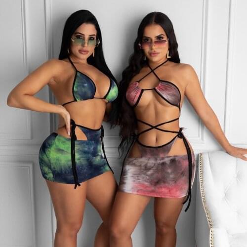 Micro Bikini Bandage Swimsuit Women 3 Pieces Set Bathing Suit Sexy Mini Bikinis with Cover Ups Strings Swimwear Sexy Swimsuit