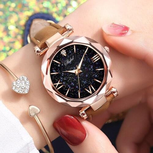 Fashionable Casual Womens Watch Watches Sky The Stars Watches Trend Strap Watches Belt Watch Lady Student Quartz Watch