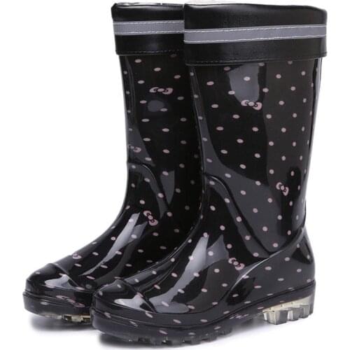Fashion Winter Warm Rain Boots Women Casual Rubber Shoes PVC Mid-tube Rainboots Anti-slip Car Wash Thicken Outdoor Water Shoes
