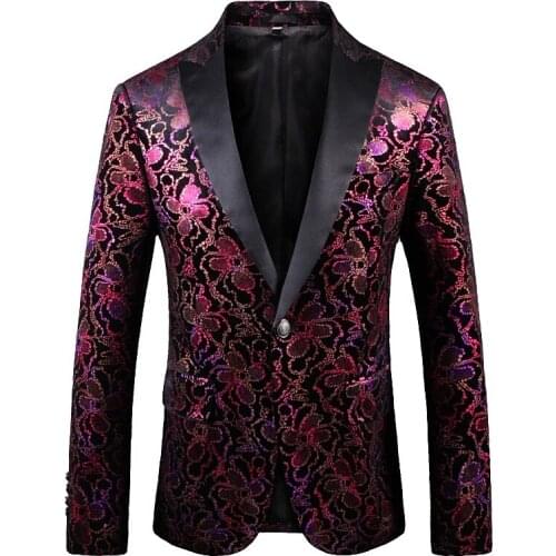 Fashion Mens Casual Blazer Tuxedo Jacket Peak Lapel Evening Dress Wedding Party Stage Costume Ball Singer Host Dancer Banquet