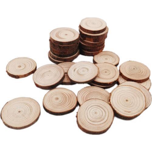 30pcs 4-5cm Unfinished Natural Wood Slices Craft Wood Kit Circles Crafts Christmas Ornaments DIY Crafts with Bark for Crafts