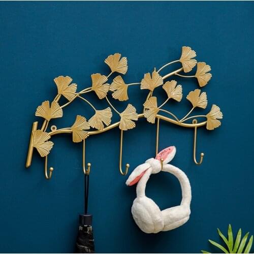 Wall Mounted Ginkgo Hooks Multifunction Coat Hat Bag Towel Hangers Key Holder Living Bedroom Bathroom Home Accessories