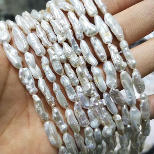 Natural White Irregular Strip Baroque Pearl Loose Beads For Jewelry Making DIY Bracelet Necklace Handmade Spacer Beads 14.5