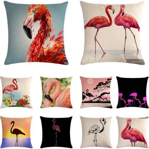 Colorful Flamingo Home Sofa Cushion Cover Throw Back Waist Cushion Cover Decorative Chair Throw Pillow Case ZY1075