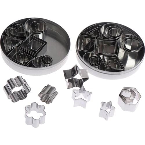 NEW 24Pcs/lot Stainless Steel Pottery Clay Tools Geometry Round Square Cutter Molds Hot Sale