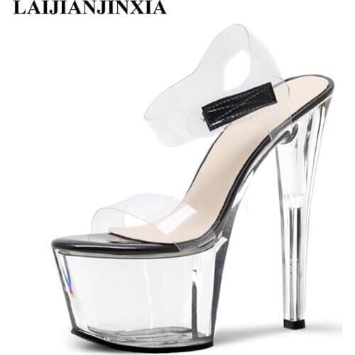 New Women Summer 17cm High Heels Night Club Wedding Party Queen Dress Pole Dance Sandals Dancing Shoes