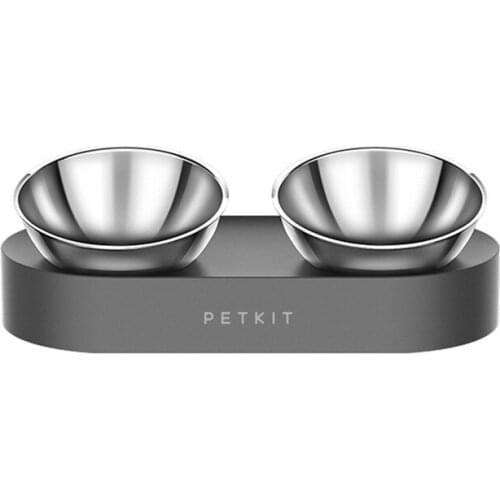 New Stainless Steel Double Bowls FRESH Nano Adjustable Pet Cat Food Bowl for Pets Feeding