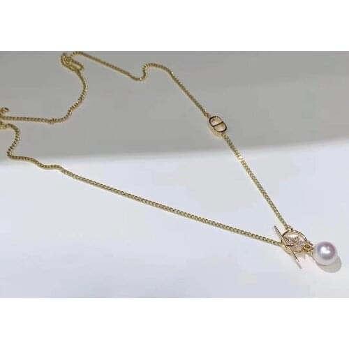 Solid 925 Sterling Silver Round 8-8.5mm Fresh Water Akoya White Pearls Necklaces for Women Fine Jewelry Birthday Presents