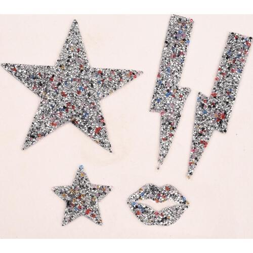 10pc Star and lips Patch Clothes With Rhinestone Washable Patch For Hats Diy Garment Apparel Accessories Patches Bag Sticker