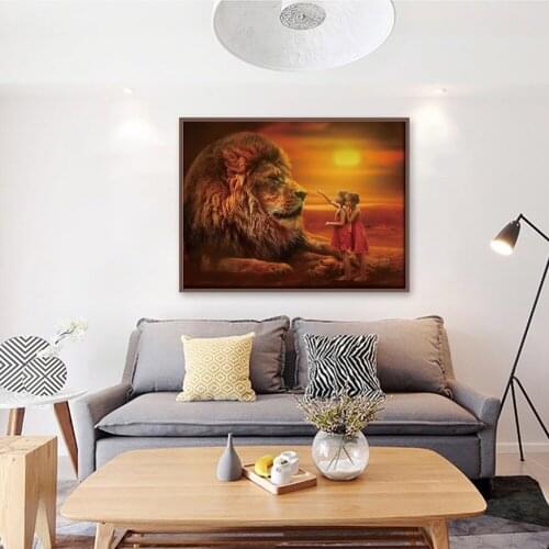 Poster Animal Children Lion Elephant Canvas Painting and Prints Wall Art Pictures Decoration for Living Room 3Pcs Frameless
