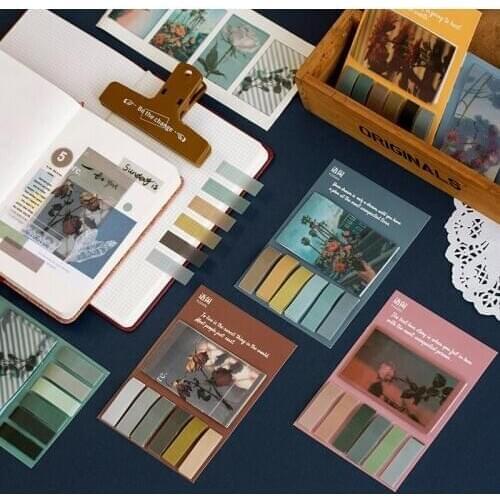 Retro Life Series Memo Pad N Times Sticky Notes Memo Notepad Vintage Rose Flower stickers Bookmark Bullet Journal Stationery