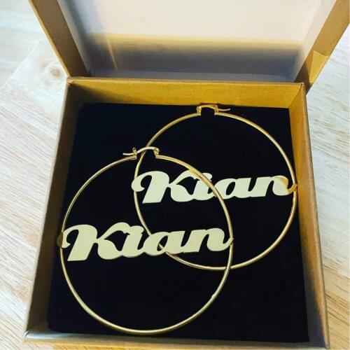 30mm-90mm Custom Hoop Earrings Customize Name Earrings Twist Hoop Earring Personality Earrings with Statement Words Hiphop Sexy