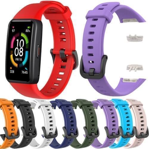 Silicone Watch Straps For Honor Band 6 Smartwatch Belt Wristband for Huawei Band 6 Replacement Sport Bracelet Accessories Correa