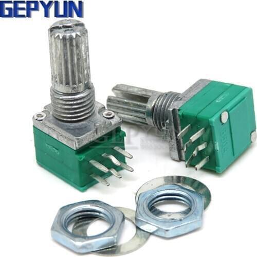 5pcs RK097G 5K 10K 20K 50K 100K 500K B5K with a switch audio 6pin shaft 15mm amplifier sealing potentiometer Gepyun