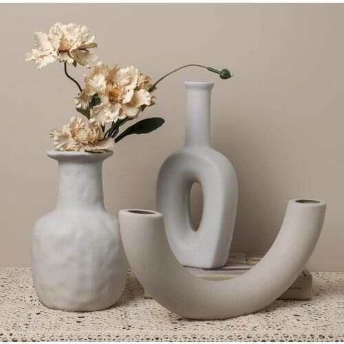 Geometric Shaped Vase Irregular Ceramic Flower Pot Container Flower Holder TV Cabinet Porch Ornaments Home Decoration
