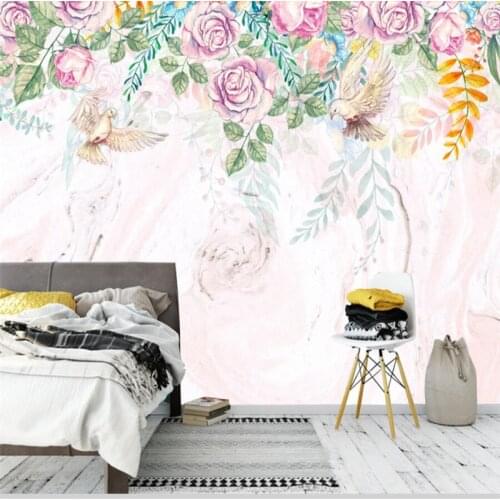 Wellyu In the spring flowers blossoming art pure marble Nordic wall custom large mural wallpaper papel de parede para quarto