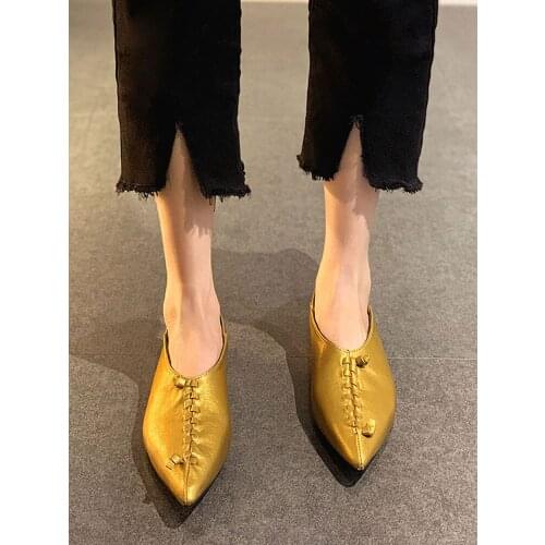 Womens Shoes Pupms 2021 New Style Spring and Autumn Pointed Toe Fashion Retro Flat Shoes Shoes Shoes Woman