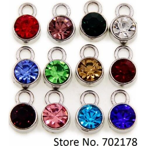 10pcs Birthstone Charms Memory Charms Birthstone Hang Charms DIY Floating Living Charms fit Glass Memory Locket Necklace FC1280