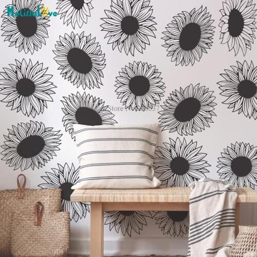 16 pcs/set Large Sunflower Wall Decal Living Room Bedroom Apartment Decor Removable Wall Art Sticker BB709