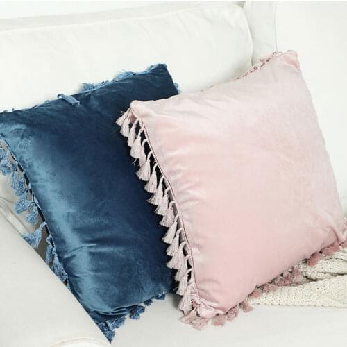 2 packs Modern Solid Velvet Cushion Covers With Tassels 45X45 for Sofa Couch Bed Decoration Throw Pillow Covers Cases Set