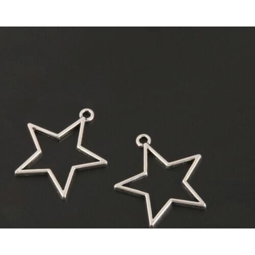 30pcs Charms Lucky Five-Pointed Star Silver Color Pendant For DIY Handmade Jewelry Making Accessorie