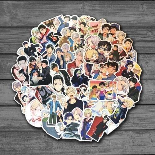 50pcs YURI!!! On ICE Anime Sticker Cartoon PVC For Graffiti Stickers Case Laptop Car Suitcase Luggage Guitar Children Toys F4