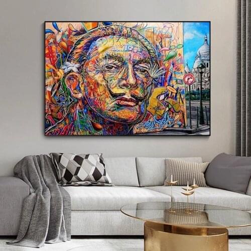 Abstract Salvador Dali Graffiti Art Canvas Paintings On the Wall Art Posters And Prints Street Art Canvas Pictures Home Decor