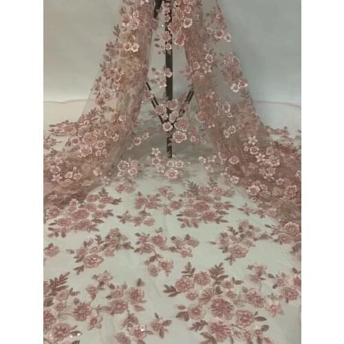 African Sequin Lace Fabric 2021 High Quality French Tulle Lace Fabric Embroidery Nigeria Lace Fabric Clothes D3811