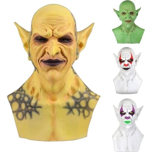Anime New Yellow Ghost Halloween Mask Headcover Devil Clown Vampire Orc Latex Masks Horror Cosplay Props