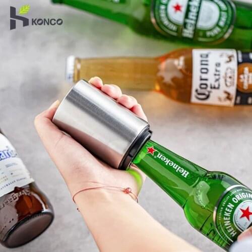 Automatic Beer Bottle Opener Stainless Steel With Magnetic Tool Variety Of Colors Push Down Beer Opener Bar Kitchen Supplies