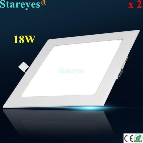 Free shipping 2 pcs Square LED panel light 18W 1500LM AC85-265V 2835 SMD led ceiling light bulb spotlight lamp lighting