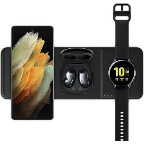 Fast Wireless Charger Trio Station For Galaxy S21 Ultra 5G S20 FE S10 S9 S8 Note 20 Ultra 5G 10 9 Buds Pro Wireless Charging Pad