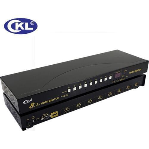 CKL 8 Port Auto HDMI Switch 8 in 1 out with IR Remote RS232 Control Support 3D 1080P EDID Auto Detection Rackmount CKL-81H