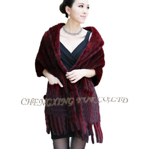 CX-B-M-08K Female Knitted Real Mink Fur Scarf Winter Neck Wrap Women Warmer Fashion Natural Fur Shawl