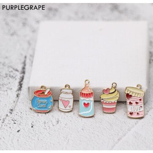 Dim Sum Dessert Pendant DIY Earrings Accessories Making Bracelets Childrens Headwear Material Cute Honey Jar Bottle Cake 4pcs