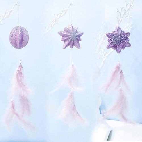 New Christmas Decorations Ins Wind Girl Pink Feather Pendant Christmas Tree Pendant Shining Snow Maiden for Christmas Tree