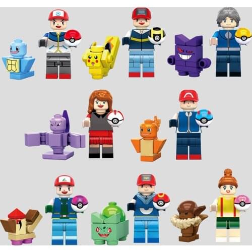 8pcs Pokemon Anime Toys Pikachu Model Doll Kids DIY Assemble Action Figure Boys Girls Room Decorations Birthday Gifts for Kids