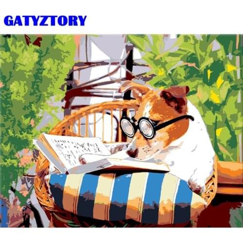 GATYZTORY Paint By Number Dog Look Book Animal Drawing On Canvas Handpainted Paintings Art Gift DIY Kits Home Decor