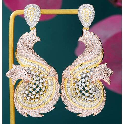 GODKI 71mm Trendy Flowers African Drop Earrings For Women Wedding Party Indian Dubai Bridal Jewelry boucle d'oreille femme Gift