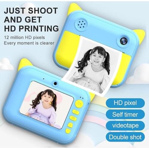 HD 1080P Children Thermal Printing Camera 2.4inch 12MP Photo Video Digital Cameras Kids Instant Print Camera Toy Birthday Gifts