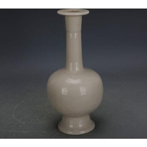 Song Dynasty Ding Kiln White Glaze Quaint Hand-Carved Straight Mouth Porcelain Vase
