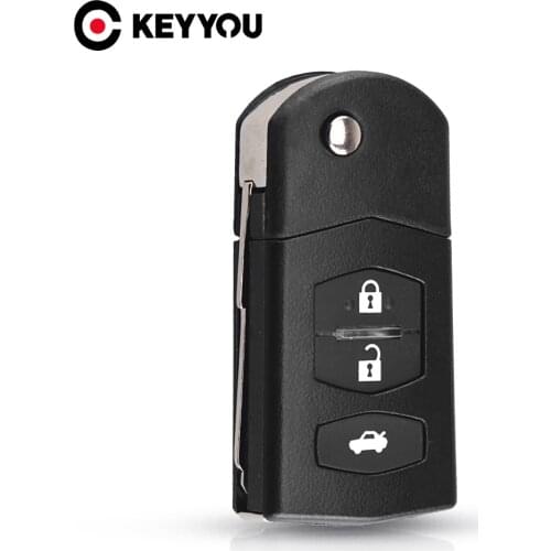 KEYYOU For Mazda 3 5 6 RX-8 CX-7 CX-9 MX5 3/2+1 Button Replacement Folding Key Case Remote Key Shell Repair Kit