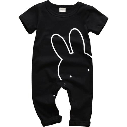 Summer Baby Boy Girl Romper Pajamas Cartoon Rabbit Print Short Sleeve Cotton Jumpsuit Newborn Baby Clothes Outfits