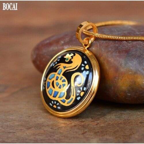 Mermaid Series Fashion Enamel Jewelry New Cloisonne Pendant Woman, 2.6cm Round Woman Pendant with Necklace