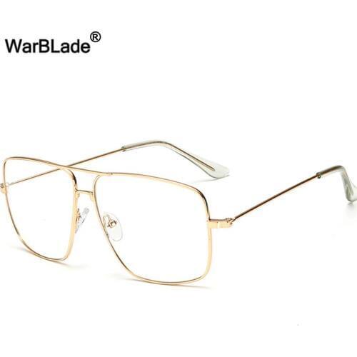 WarBLade 2018 New Gold Metal Frame Sunglasses Women Luxury Clear Lens Glasses Square Vintage Myopia Sun Glasses For Men Sunglass