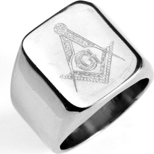 Mens 316L Stainless Steel Titanium Freemasons Freemasonry Finger Masonic Ring Mens Jewelry