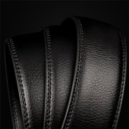 Mens Faux Leather Automatic Business Belt Replacing Waistband Without Buckle L93F