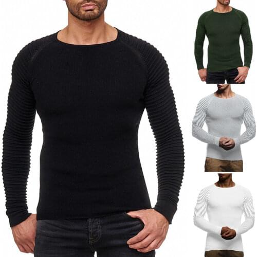 2021 New Style Knitted Sweater Mens Raglan Sleeve Pleated Sleeve Crew Neck Thin Section Pullover Men Clothes Free Shipping