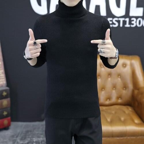 Sweater slim Men Fashion Casual Solid Color Turtleneck Knit Tops Long Sleeve Pullover vintage gentlemen Sweater